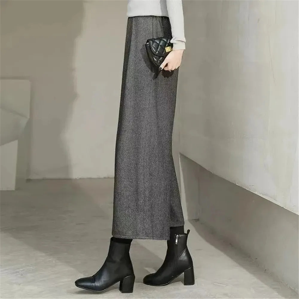 Pantalones Anchos de Lana Holgados