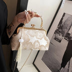 Bolso Tote Vintage Con Bordado Floral