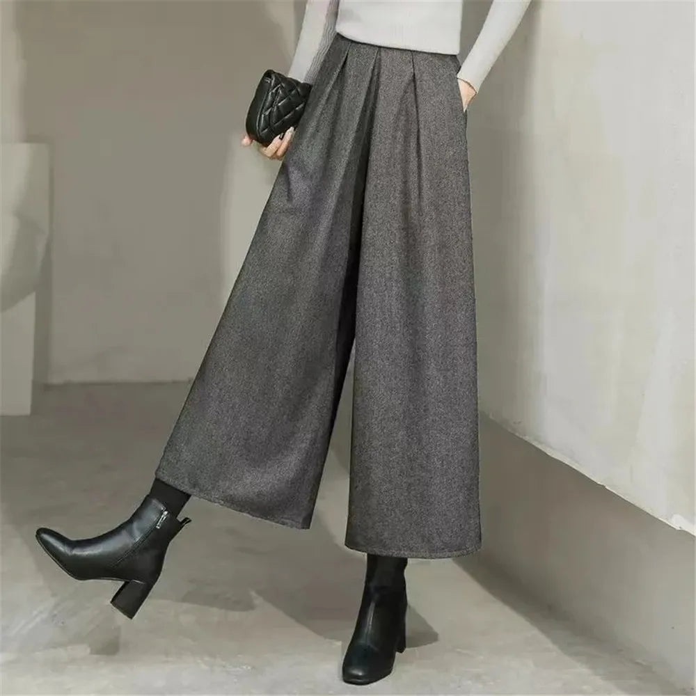 Pantalones Anchos de Lana Holgados