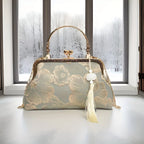 Bolso Tote Vintage Con Bordado Floral