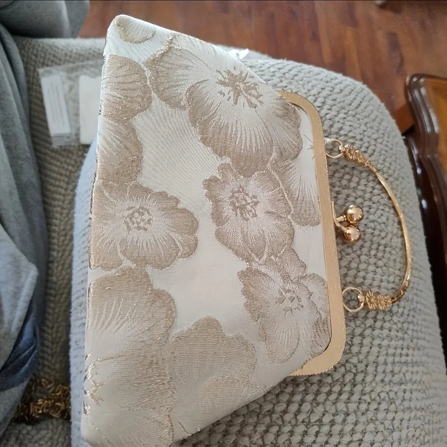 Bolso Tote Vintage Con Bordado Floral
