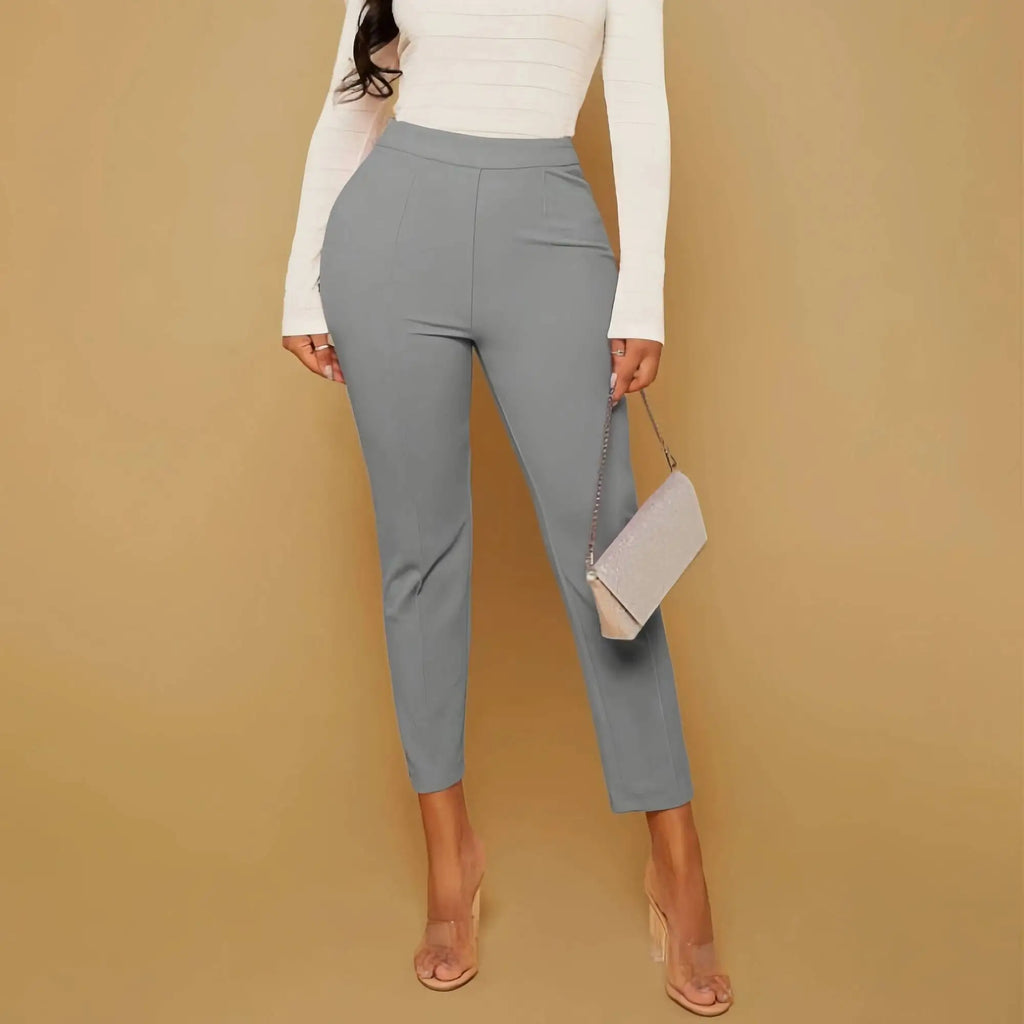 Pantalones de Mujer Grises de Cintura Alta