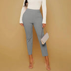 Pantalones de Mujer Grises de Cintura Alta