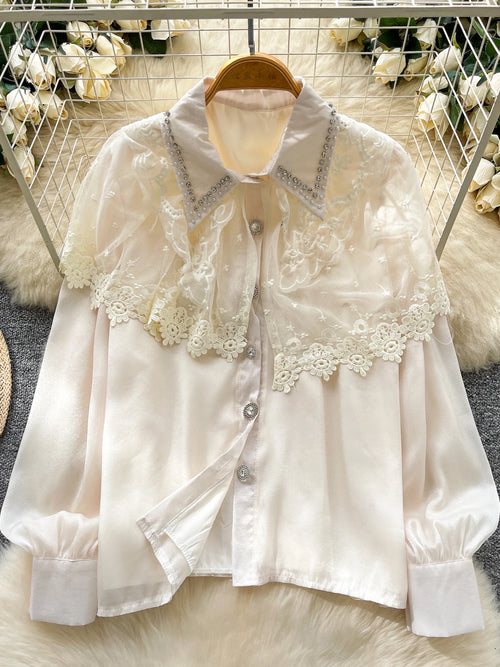 Blusa de Estilo Francés Neploe Con Bordados Elaborados.