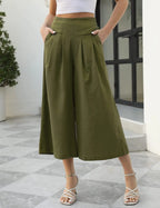 Pantalones De Algodón, Con Cintura Elástica, Corte Ancho, Bolsillos, Ropa Informal