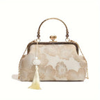 Bolso Tote Vintage Con Bordado Floral