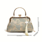 Bolso Tote Vintage Con Bordado Floral