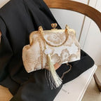 Bolso Tote Vintage Con Bordado Floral