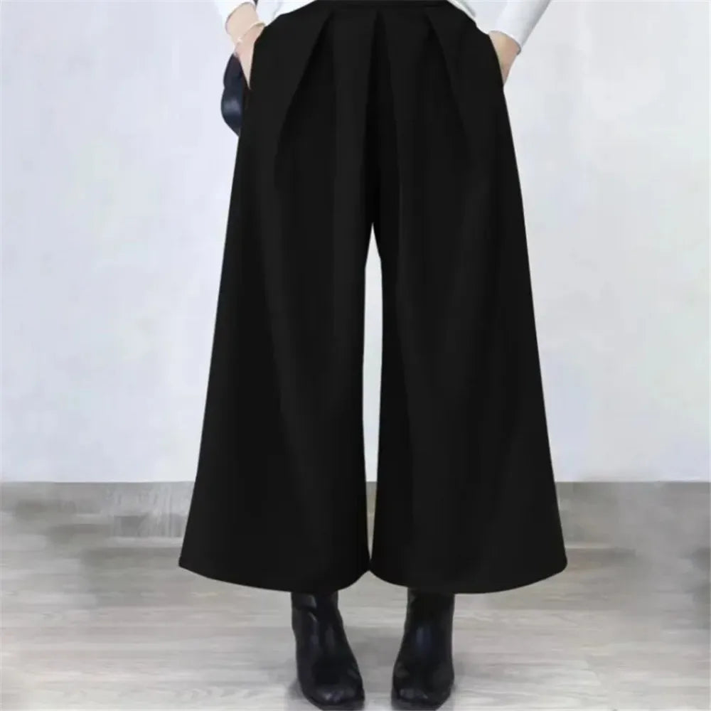 Pantalones Anchos de Lana Holgados