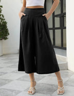 Pantalones De Algodón, Con Cintura Elástica, Corte Ancho, Bolsillos, Ropa Informal